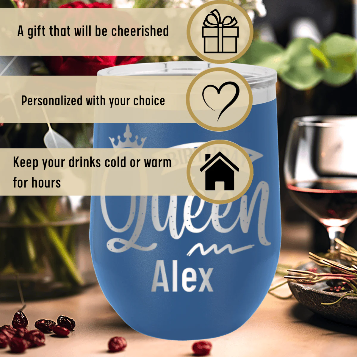Birthday Queen Wine Tumbler - Image 4