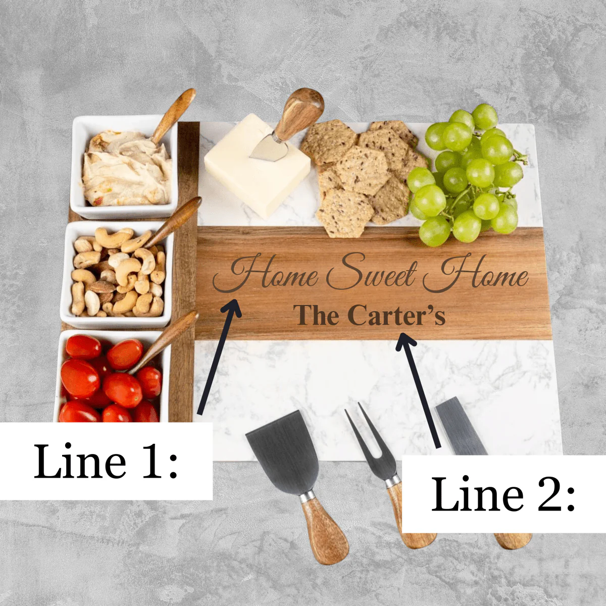 Personalized Marble Acacia Charcuterie Board - Image 6