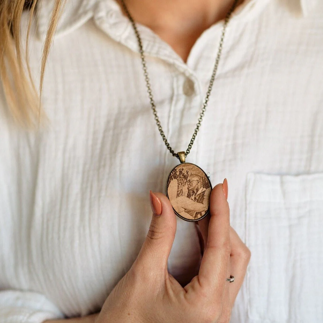 Etched Memories Wooden Necklace - Image 3