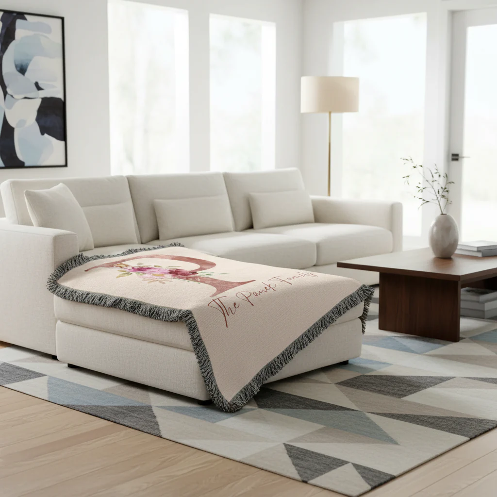 Floral Monogram Woven Blanket - Image 6