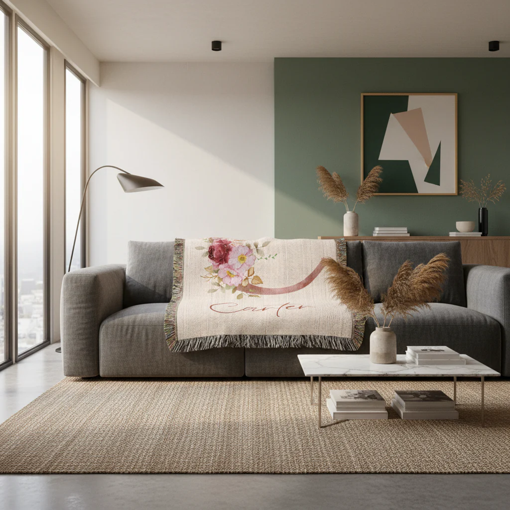 Floral Monogram Woven Blanket - Image 8