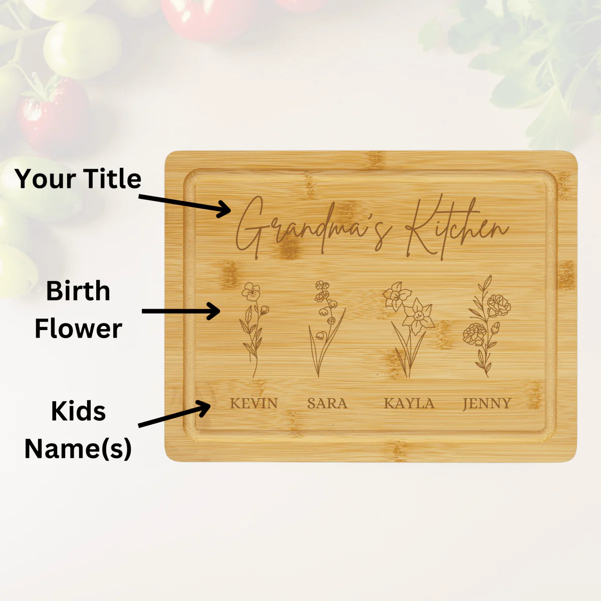 Floral Family Cutting Board - Image 3