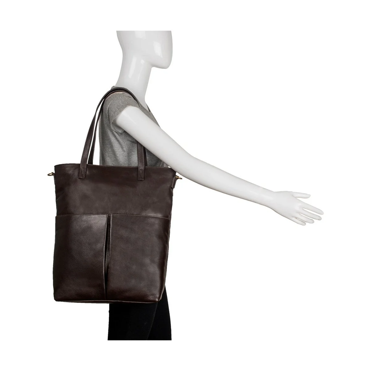 Pepper Large Leather Tote With Sling Strap - Image 11