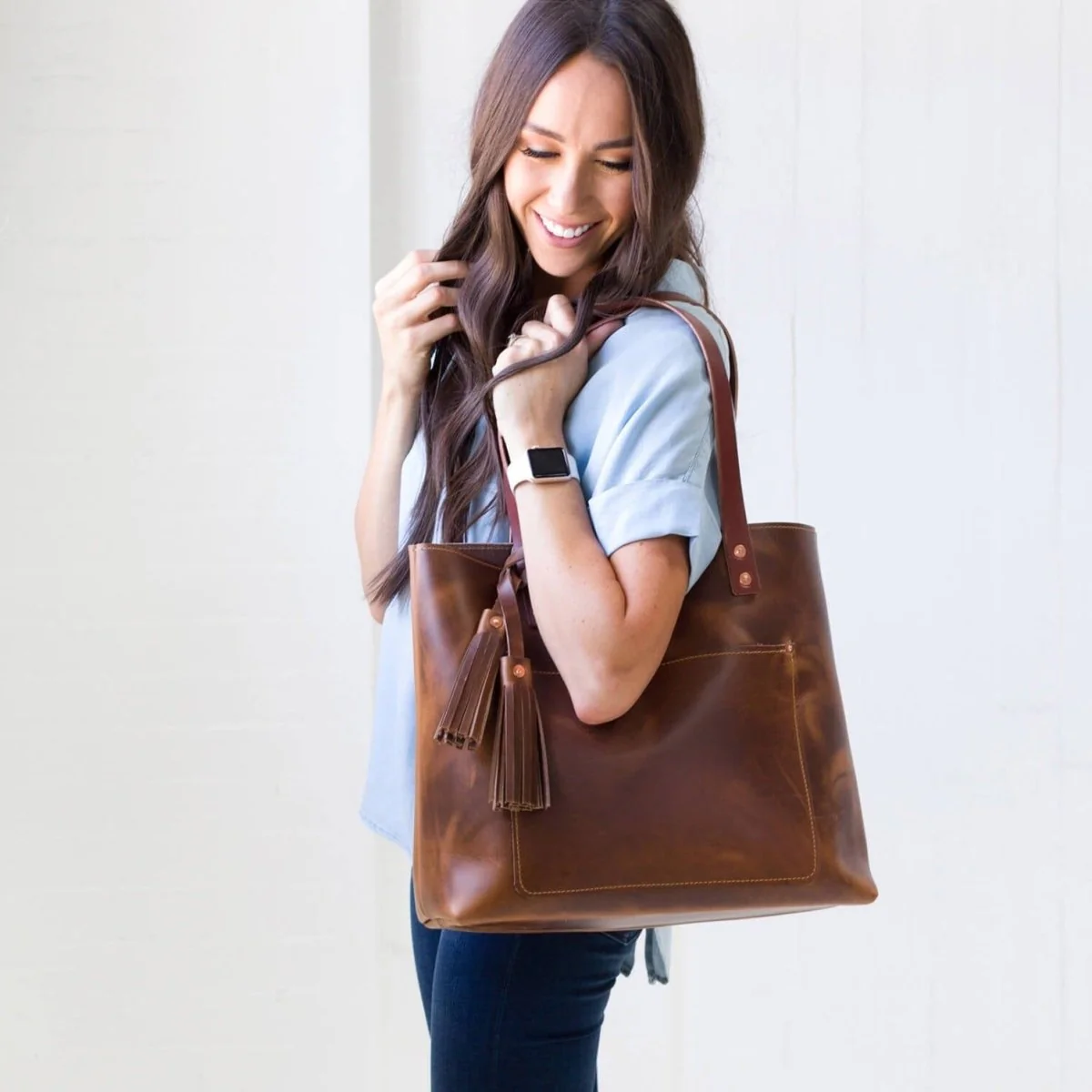 Lifetime Personalized Leather Tote Bag - Image 8