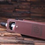 PERSONALIZED SINGLE BOTTLE WINE HOLDER/POUCH – BROWN LEATHER - Image 3