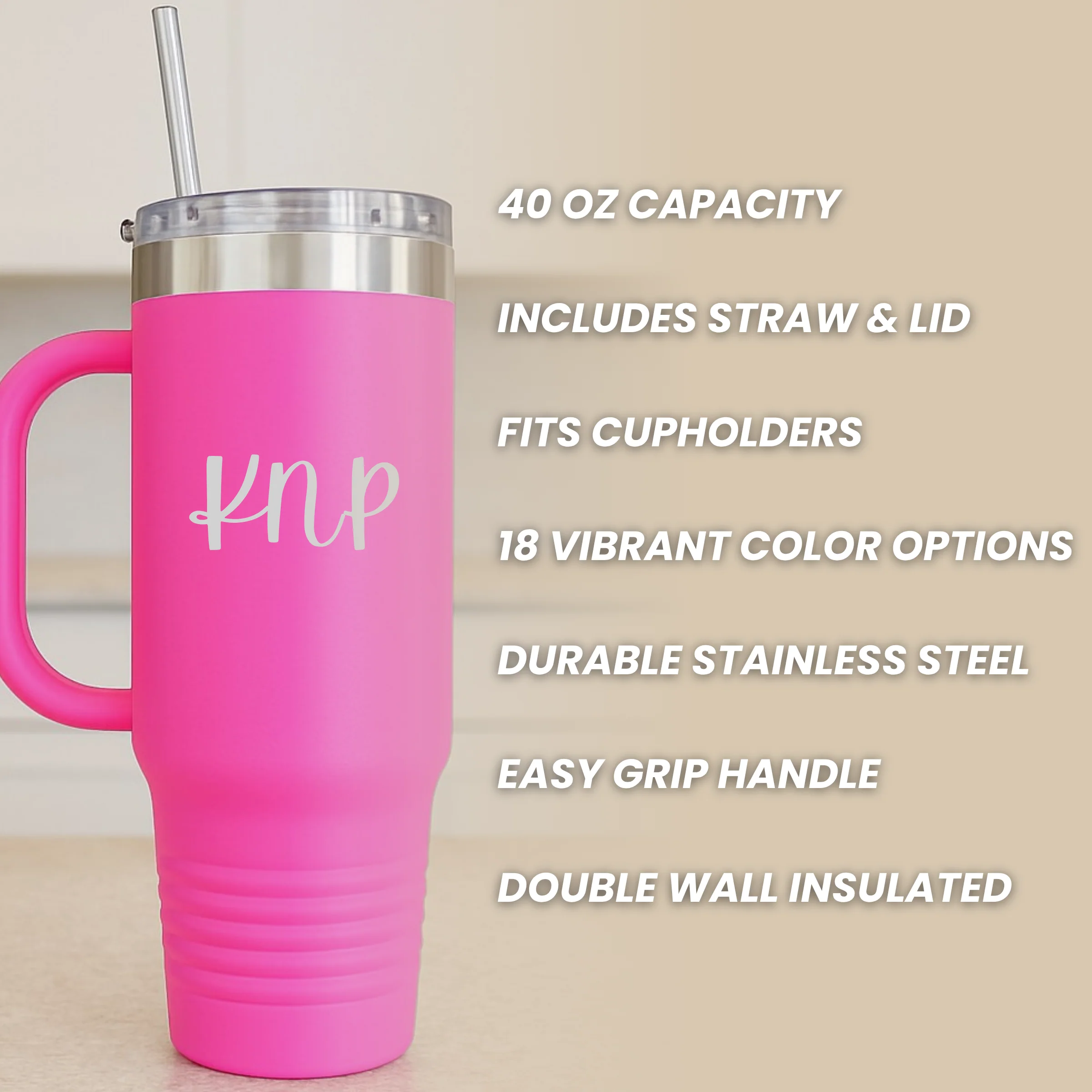 Charming Cheers Personalized Tumbler with Handle - Image 4
