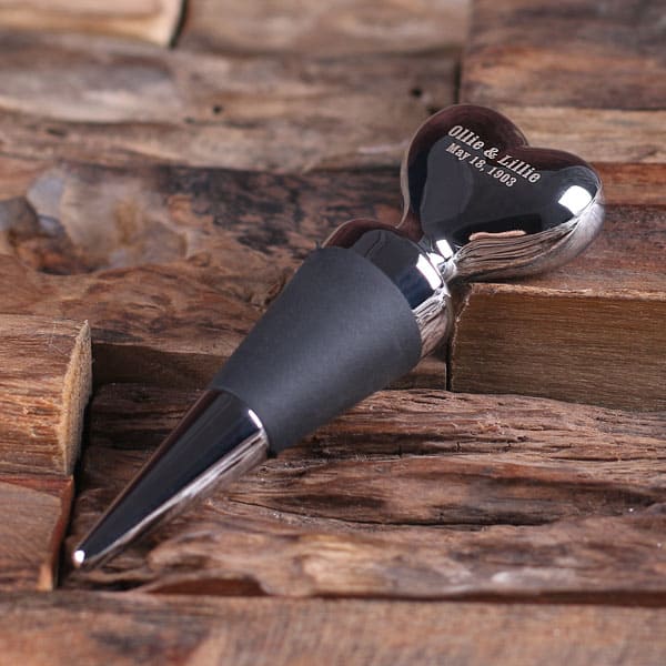 PERSONALIZED WINE HEART SHAPE STAINLESS STEEL WINE STOPPER - Image 3