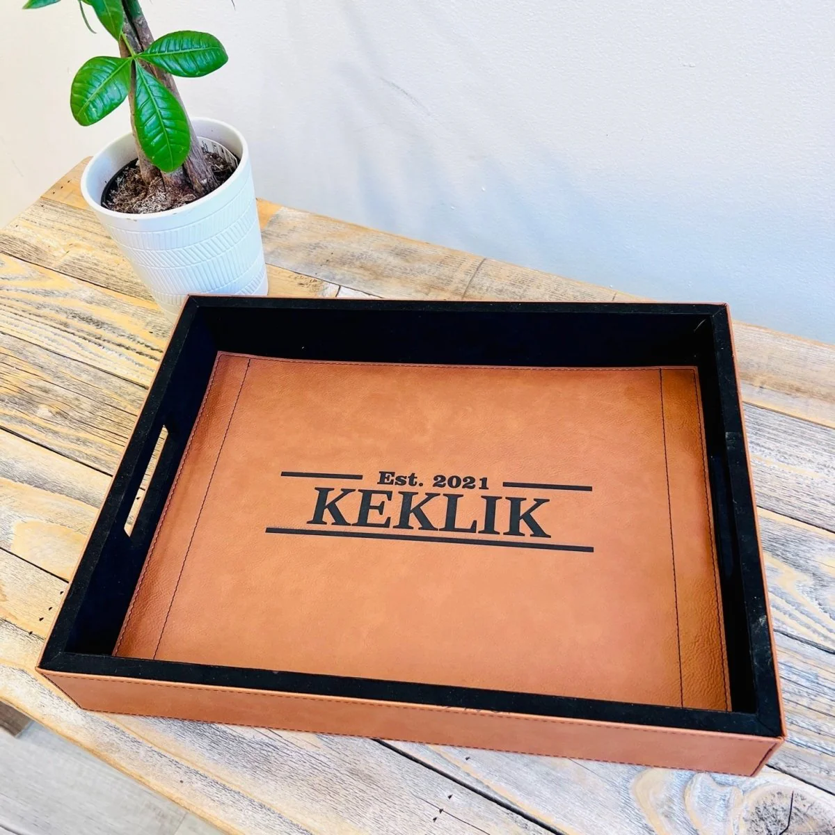 Rawhide Leather Serving Tray - Image 3