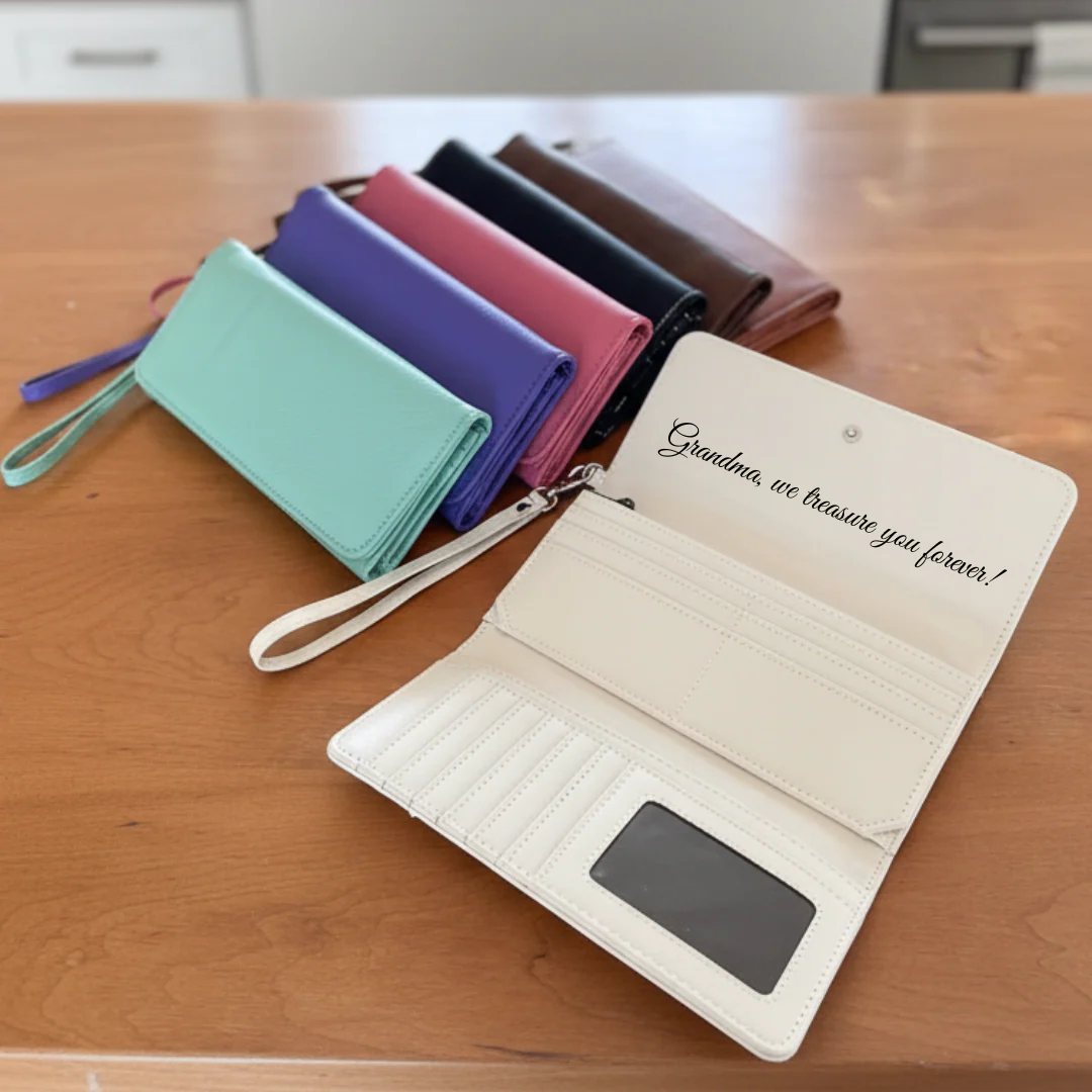 Sentimental Personalized Leather Wristlet - Image 8